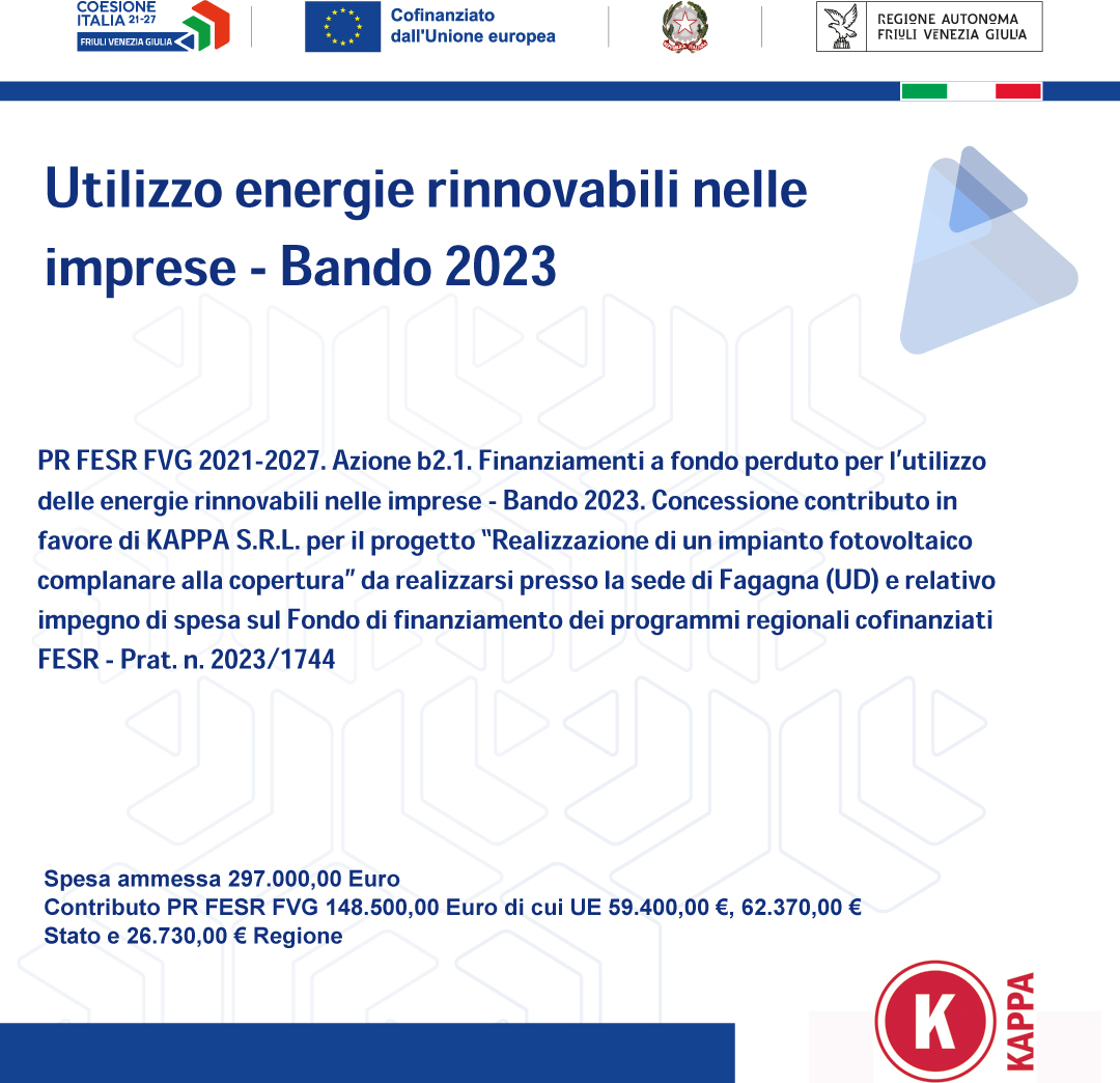 Utilizzo energie rinnovabili - Bando 2023 GR FESR FVG 2021-2027